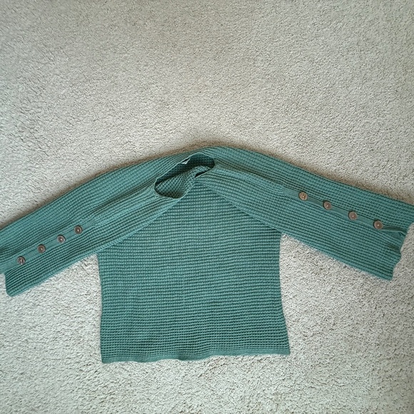 J. Jill Light Green Knit Sweater Button Sleeve Detail Size M - Picture 4 of 14
